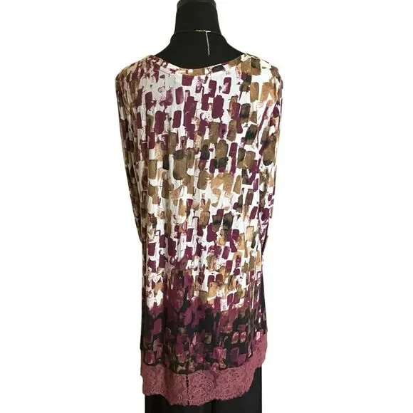 LOGO by Lori Goldstein Tunic with Pockets and Lace Trim Size XL - Picture 5 of 11